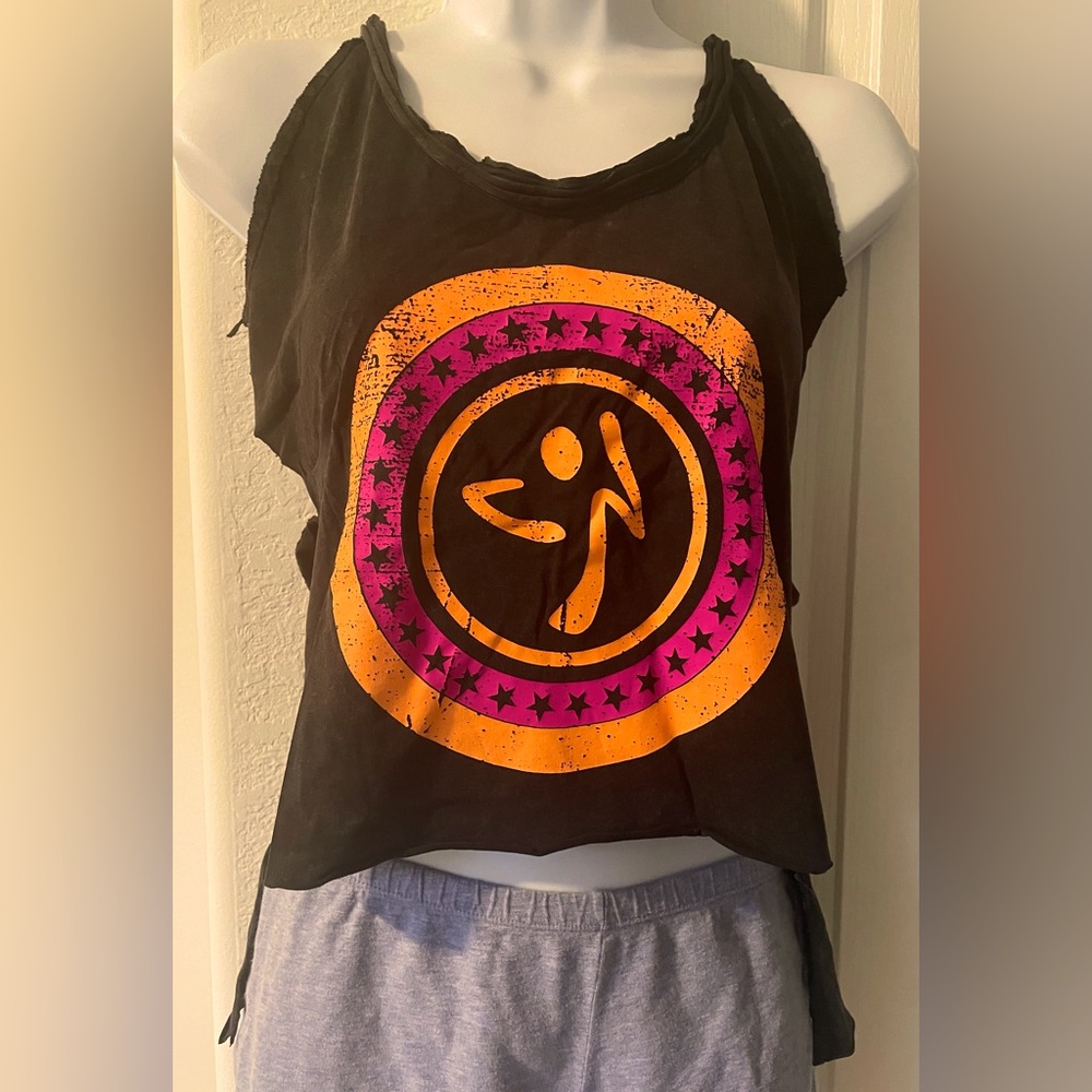 Zumba midriff charcoal grey top
